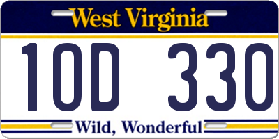 WV license plate 1OD330