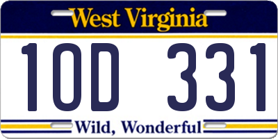 WV license plate 1OD331
