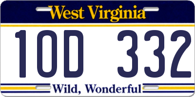 WV license plate 1OD332