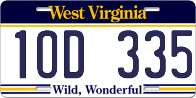 WV license plate 1OD335
