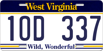 WV license plate 1OD337
