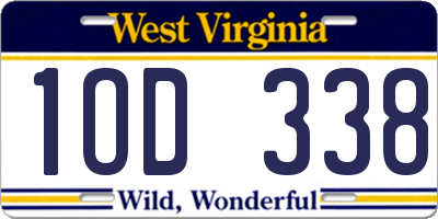 WV license plate 1OD338