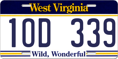 WV license plate 1OD339