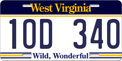 WV license plate 1OD340