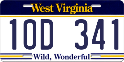 WV license plate 1OD341