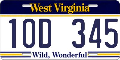 WV license plate 1OD345