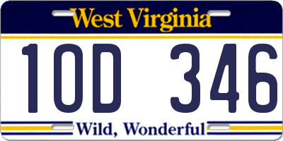 WV license plate 1OD346