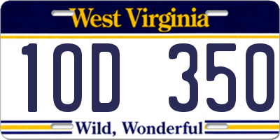 WV license plate 1OD350