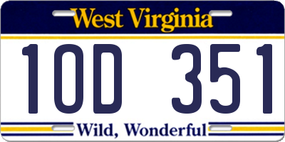WV license plate 1OD351