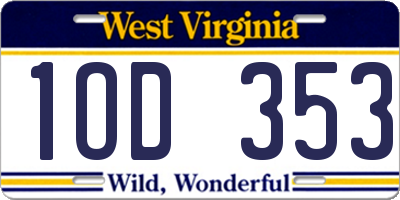 WV license plate 1OD353