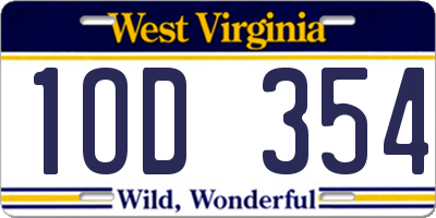 WV license plate 1OD354
