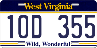 WV license plate 1OD355
