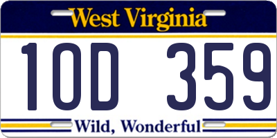 WV license plate 1OD359