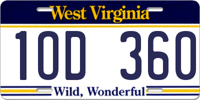 WV license plate 1OD360