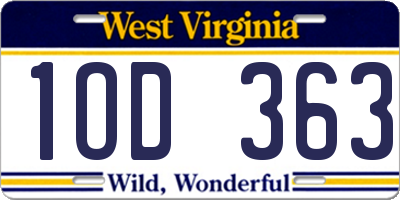 WV license plate 1OD363
