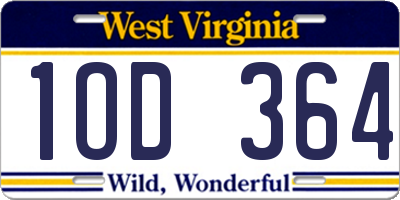 WV license plate 1OD364
