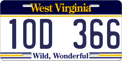 WV license plate 1OD366