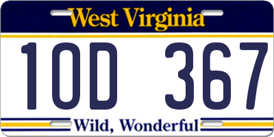 WV license plate 1OD367