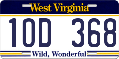 WV license plate 1OD368