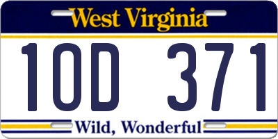 WV license plate 1OD371
