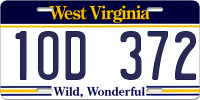 WV license plate 1OD372