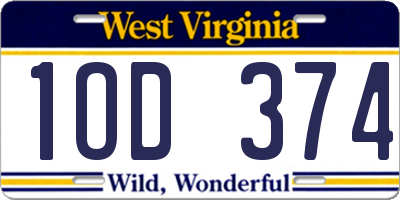 WV license plate 1OD374
