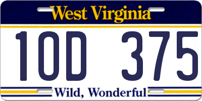 WV license plate 1OD375