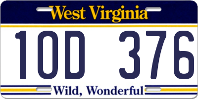 WV license plate 1OD376