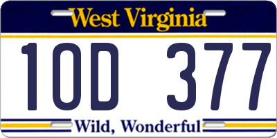 WV license plate 1OD377