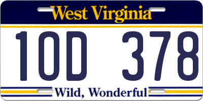 WV license plate 1OD378