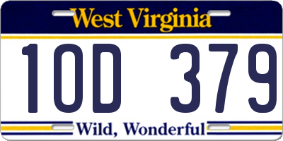 WV license plate 1OD379