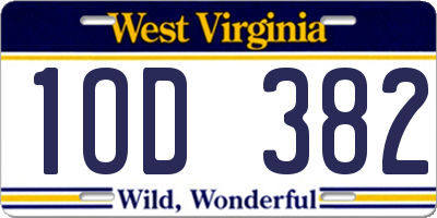 WV license plate 1OD382