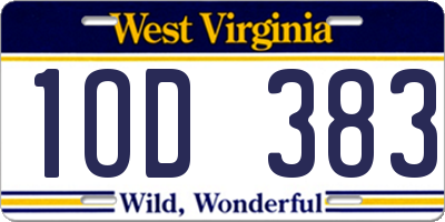 WV license plate 1OD383