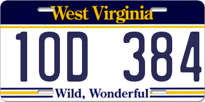 WV license plate 1OD384