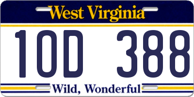 WV license plate 1OD388