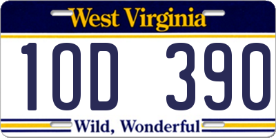 WV license plate 1OD390
