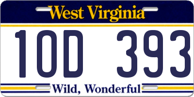 WV license plate 1OD393