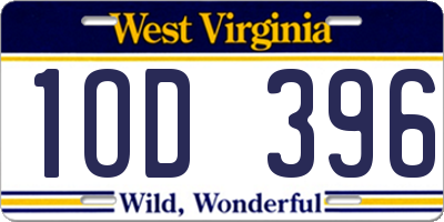 WV license plate 1OD396