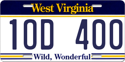 WV license plate 1OD400