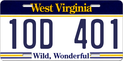 WV license plate 1OD401