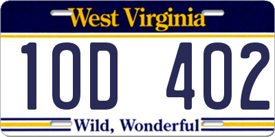 WV license plate 1OD402