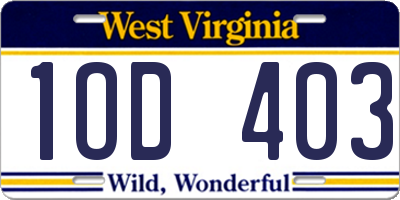 WV license plate 1OD403