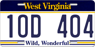 WV license plate 1OD404
