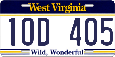 WV license plate 1OD405