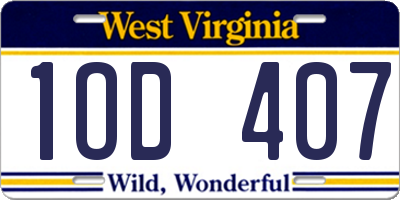 WV license plate 1OD407