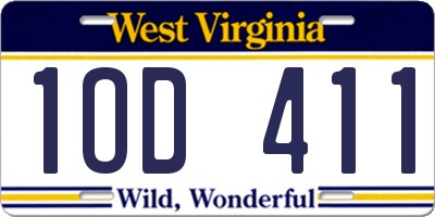 WV license plate 1OD411