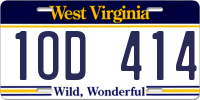WV license plate 1OD414