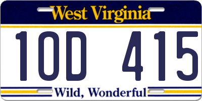 WV license plate 1OD415