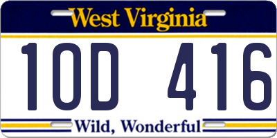 WV license plate 1OD416