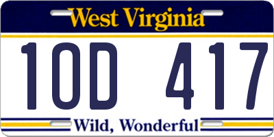 WV license plate 1OD417